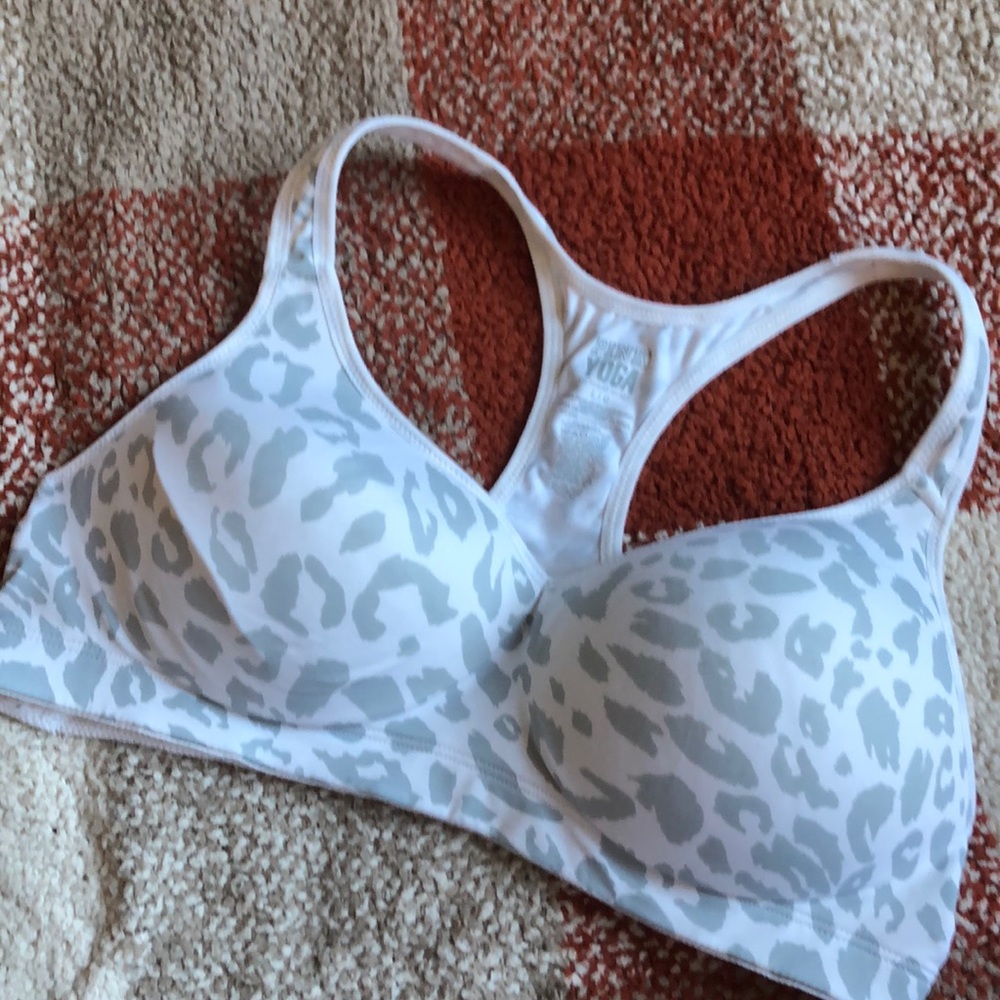 PINK YOGA White Cheetah Print Push Up Sports Bra